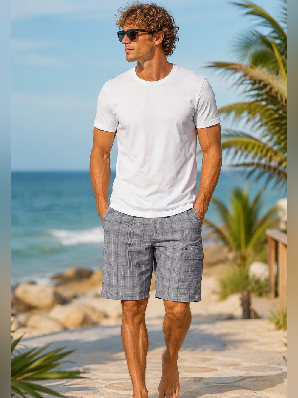 Lululemon Men’s Vtg Y2K Plaid Cargo Shorts Gray Check Techwear Gorpcore Size 38